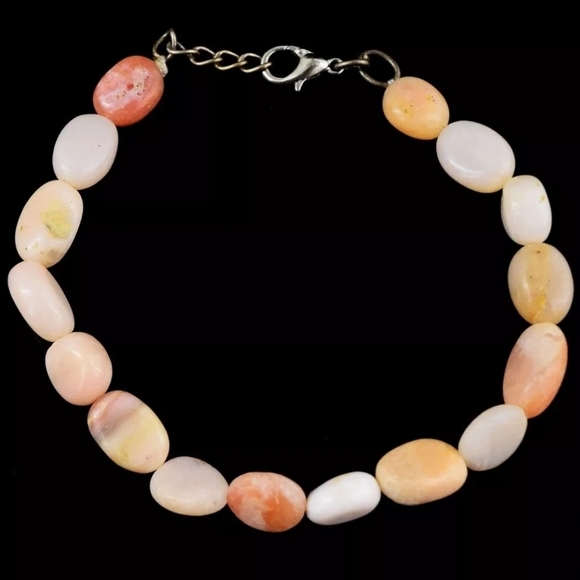 Pink Australian Opal 53 Cts Natural Gemstone Beaded Bracelet Size US 7.5" - Picture 3 of 6